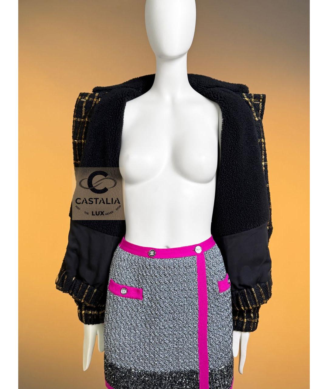 CHANEL Черный твидовый жакет/пиджак, фото 8