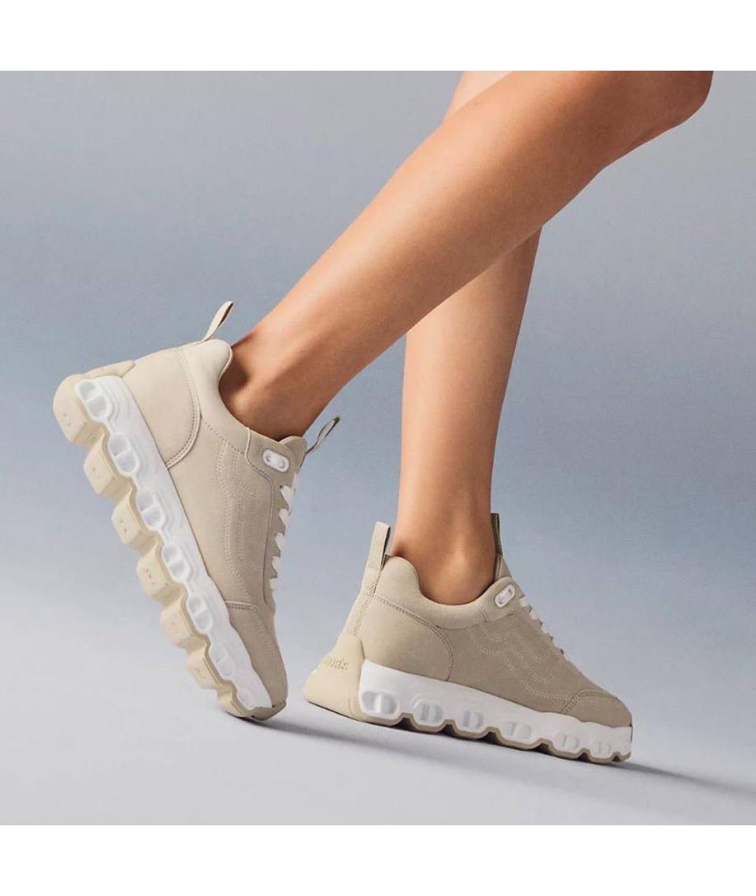 HERMES Бежевые кожаные кроссовки, фото 3