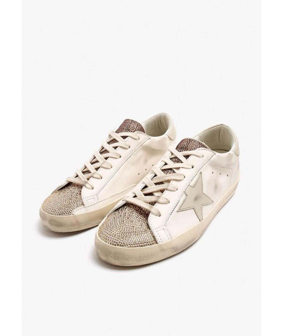 GOLDEN GOOSE DELUXE BRAND Бежевые кожаные кеды, фото 4