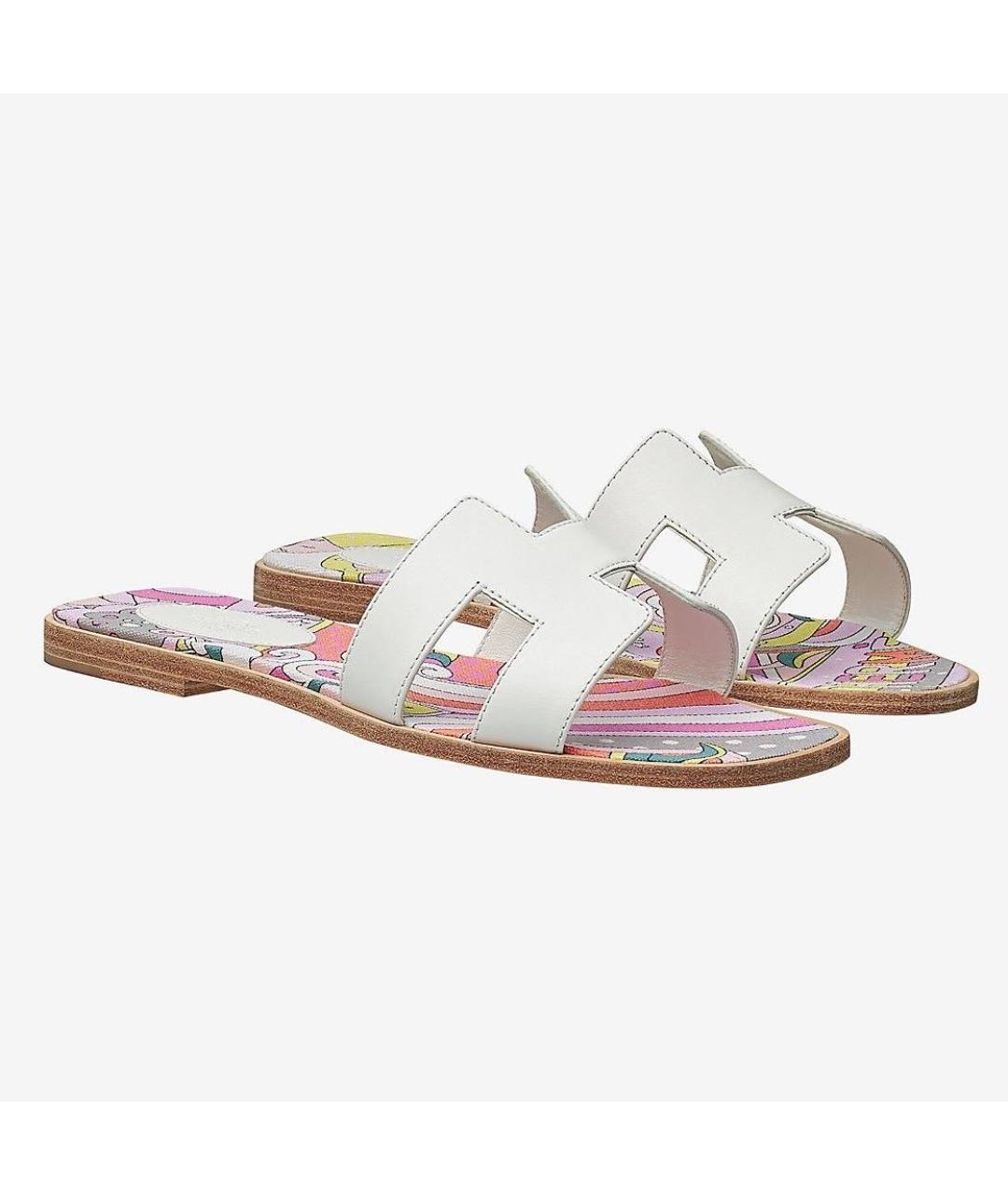 HERMES Белые кожаные сандалии, фото 9