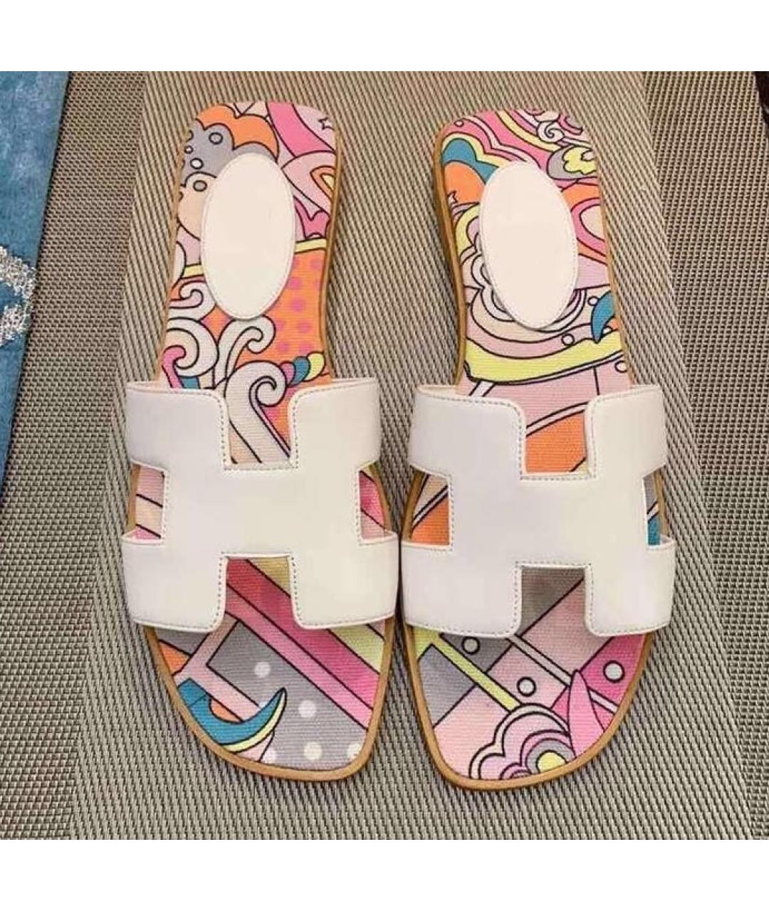 HERMES Белые кожаные сандалии, фото 2