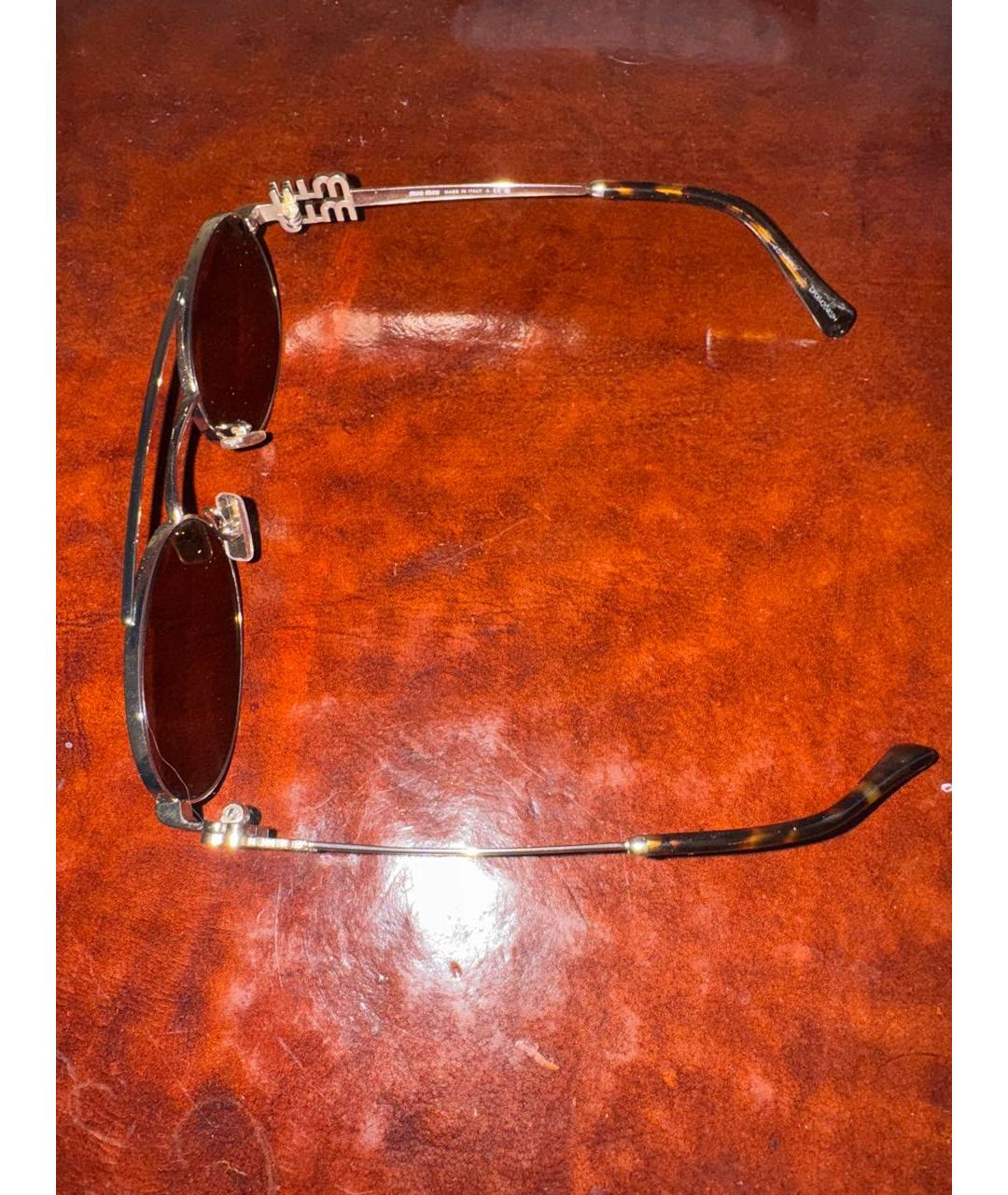 MIU MIU Золотые металлические солнцезащитные очки, фото 3