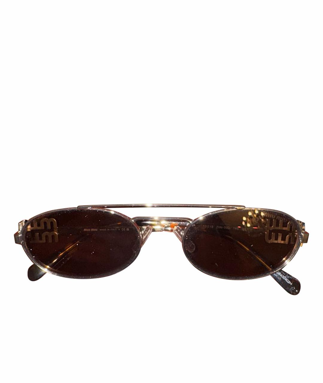 MIU MIU Золотые металлические солнцезащитные очки, фото 1