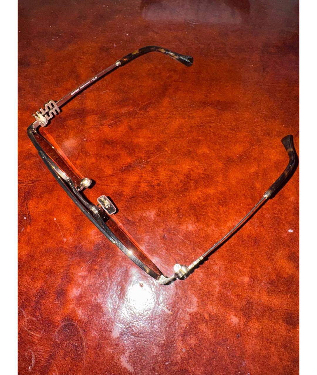 MIU MIU Золотые металлические солнцезащитные очки, фото 2