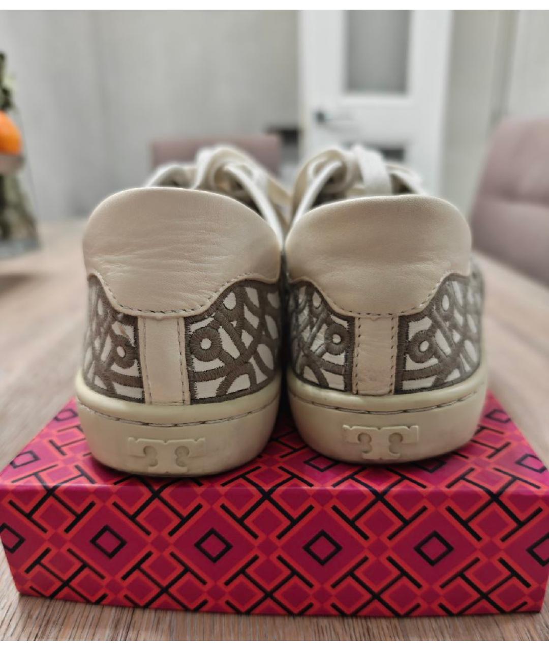 TORY BURCH Бежевые кожаные кеды, фото 4