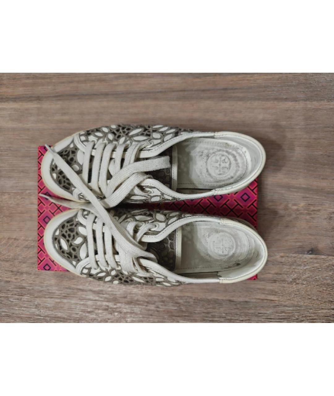 TORY BURCH Бежевые кожаные кеды, фото 3