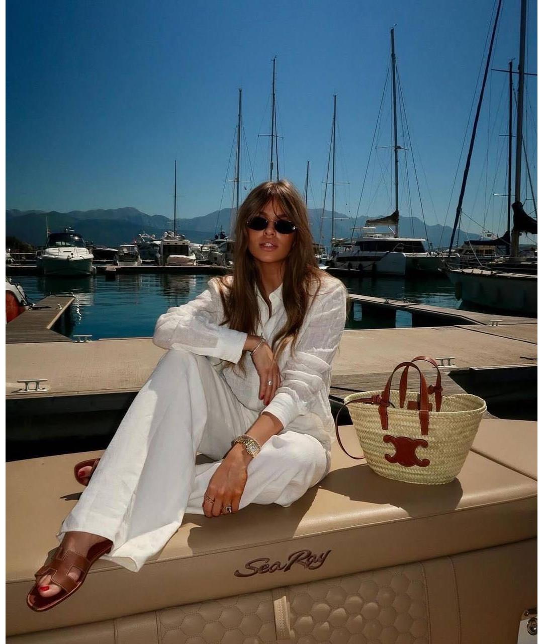 HERMES Коричневые кожаные шлепанцы, фото 2