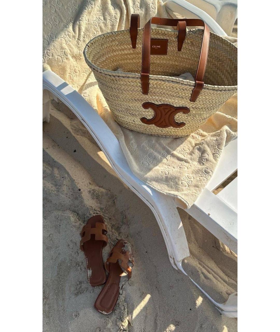 HERMES Коричневые кожаные шлепанцы, фото 3