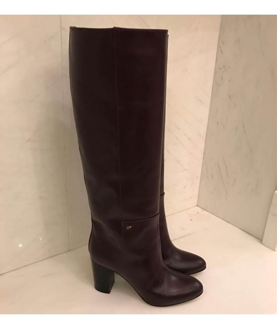 DSQUARED2 Бордовые кожаные сапоги, фото 8