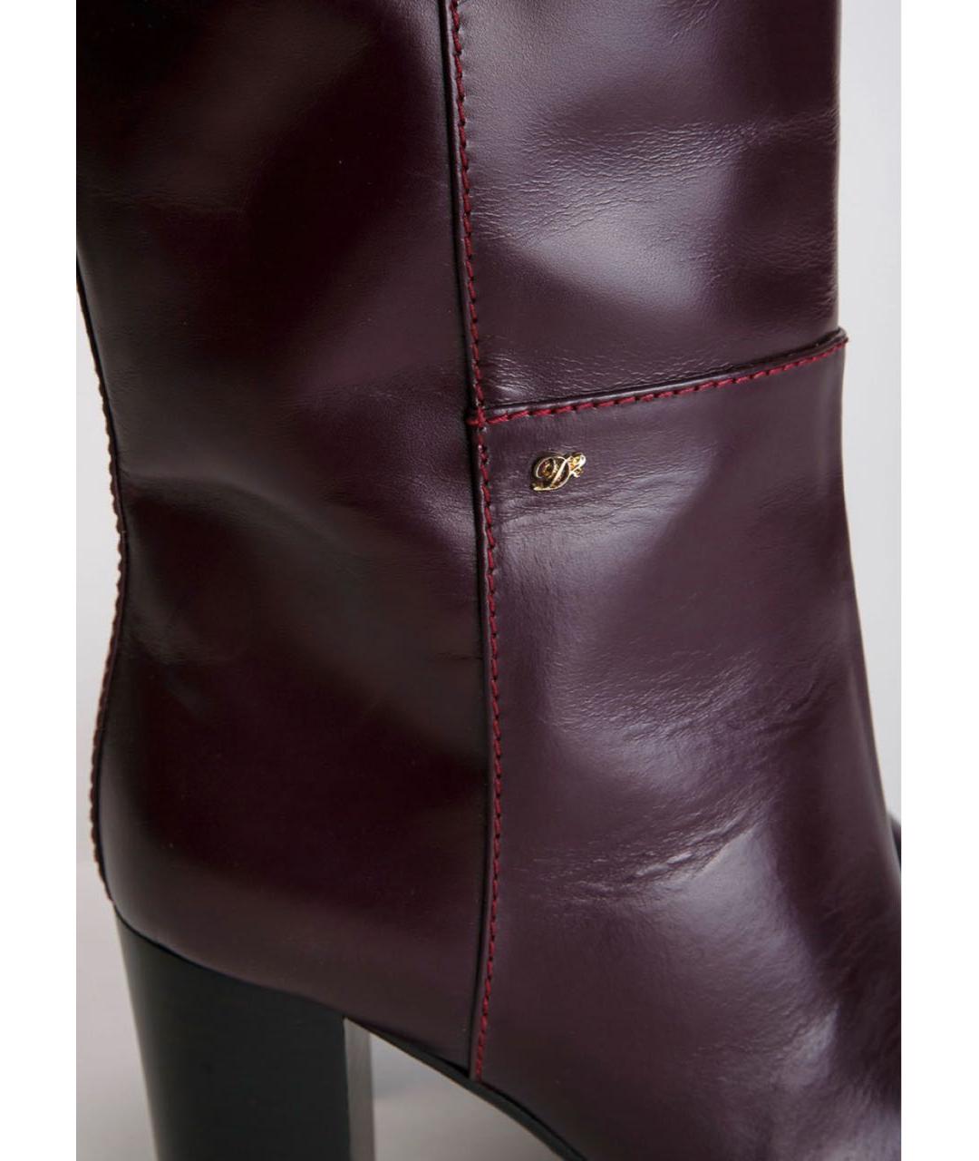 DSQUARED2 Бордовые кожаные сапоги, фото 4