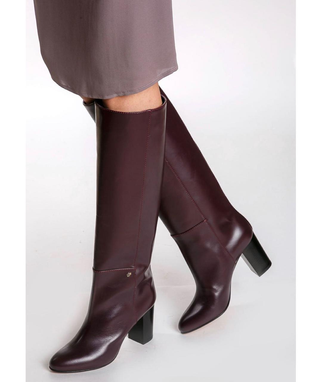 DSQUARED2 Бордовые кожаные сапоги, фото 3