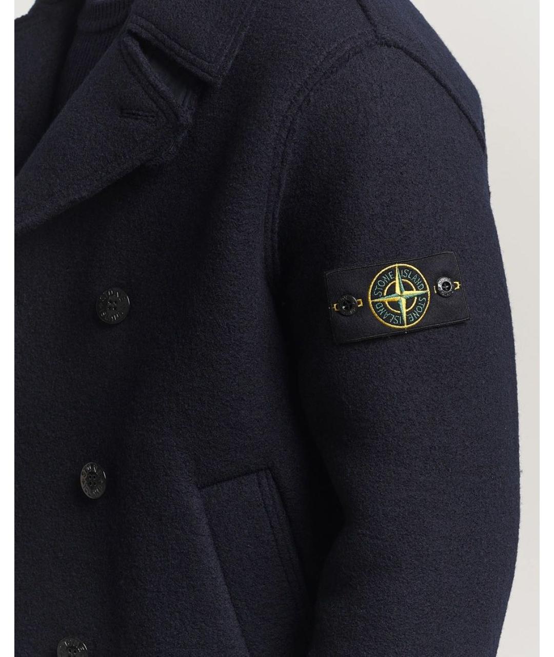 STONE ISLAND Темно-синее шерстяное пальто, фото 5