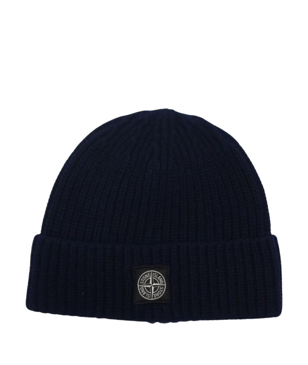 STONE ISLAND Темно-синяя шерстяная шапка, фото 1