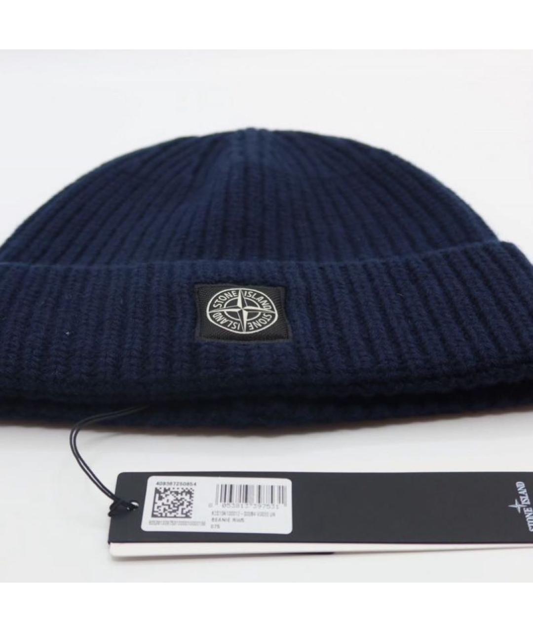 STONE ISLAND Темно-синяя шерстяная шапка, фото 3