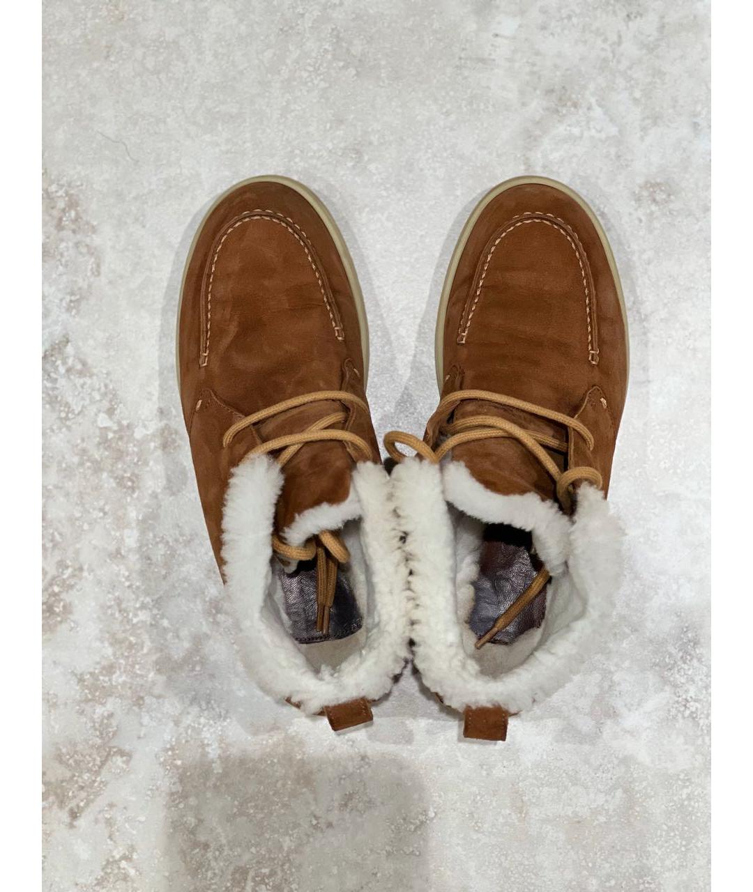 LORO PIANA Коричневые замшевые ботинки, фото 2