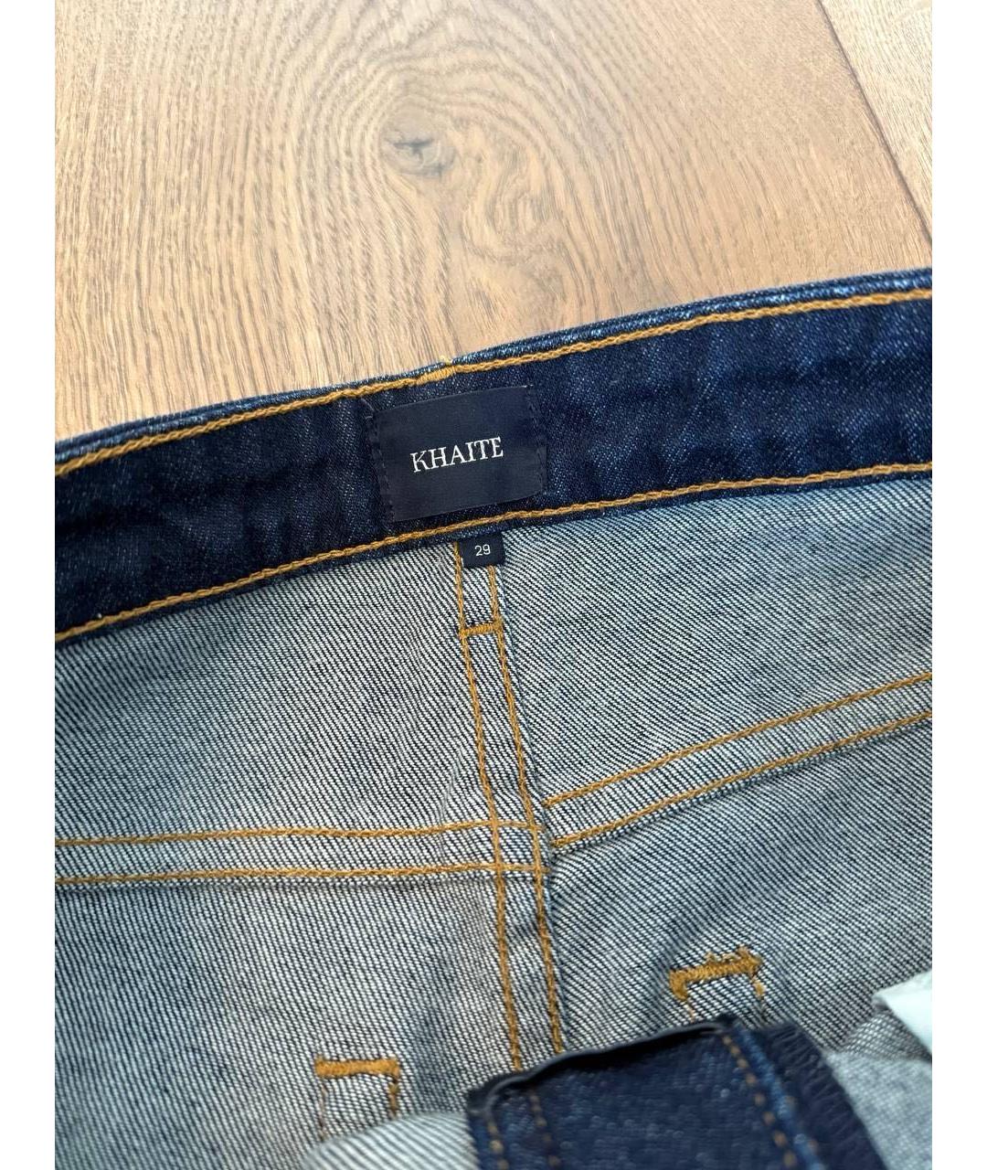 KHAITE Темно-синие хлопковые джинсы слим, фото 4