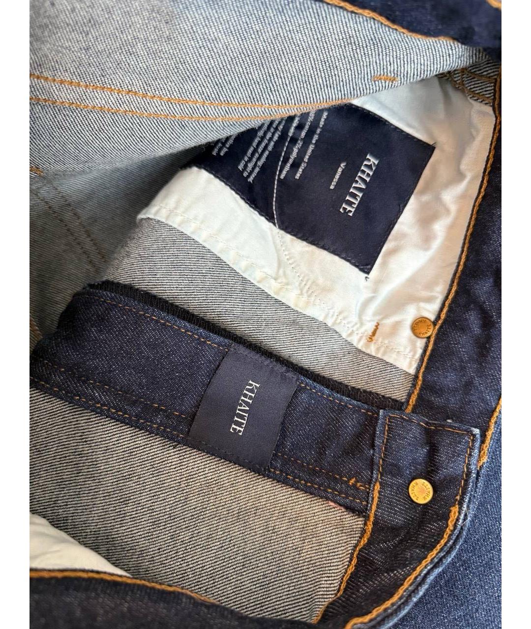 KHAITE Темно-синие хлопковые джинсы слим, фото 3