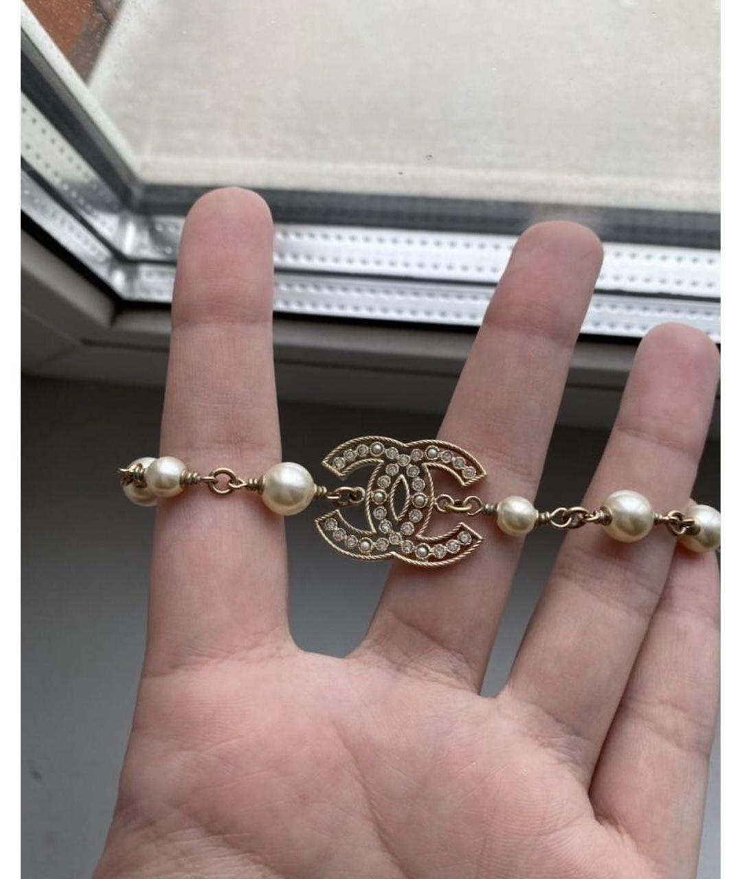CHANEL Золотой металлический браслет, фото 4