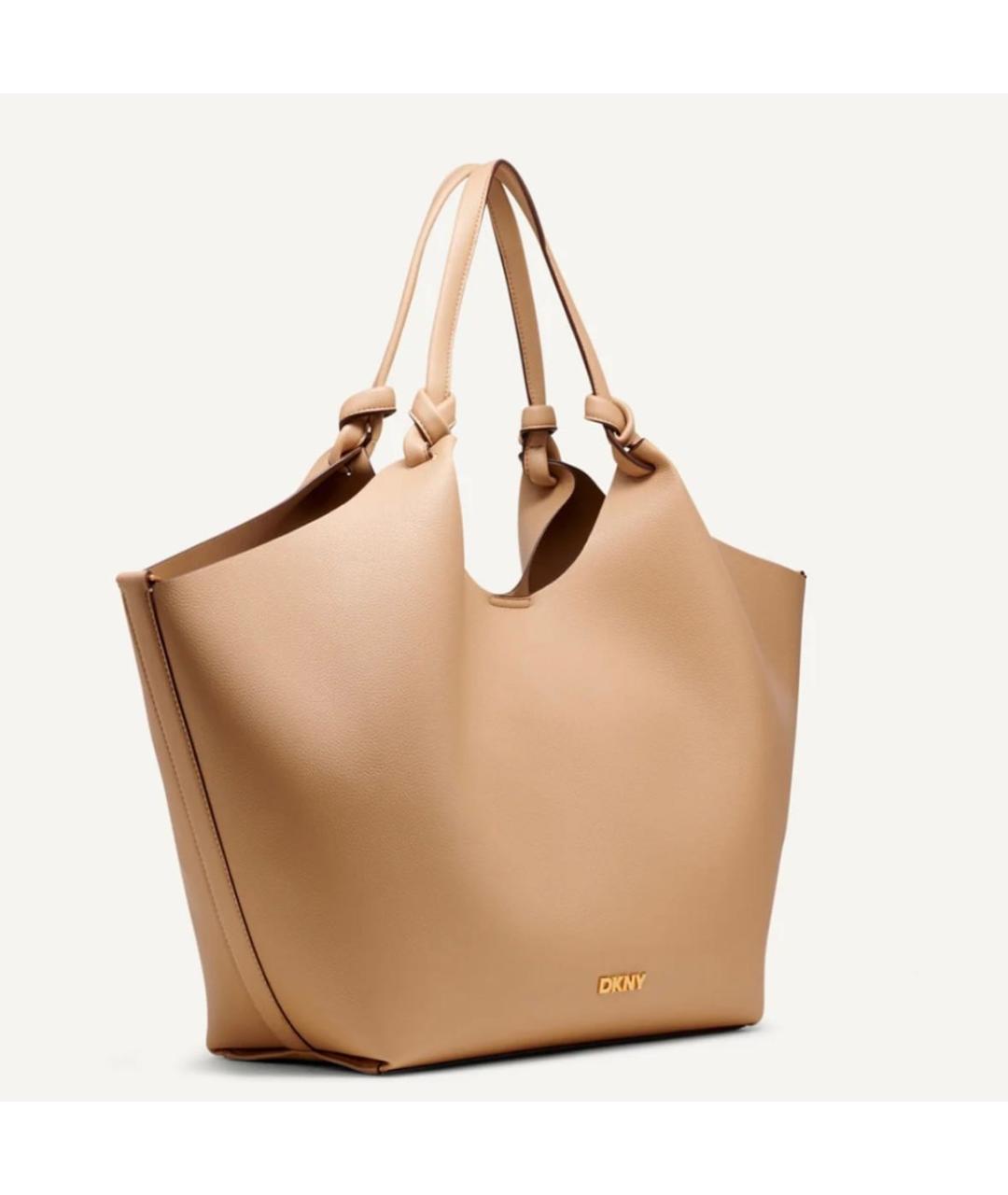 DKNY Бежевая сумка тоут из искусственной кожи, фото 3