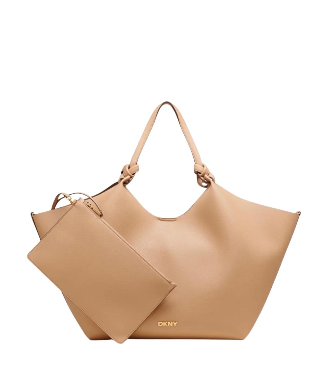 DKNY Бежевая сумка тоут из искусственной кожи, фото 1