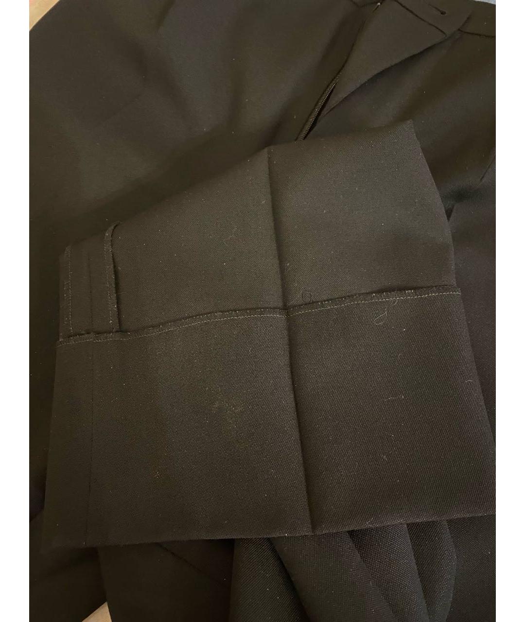 SAINT LAURENT Черные шерстяные прямые брюки, фото 4