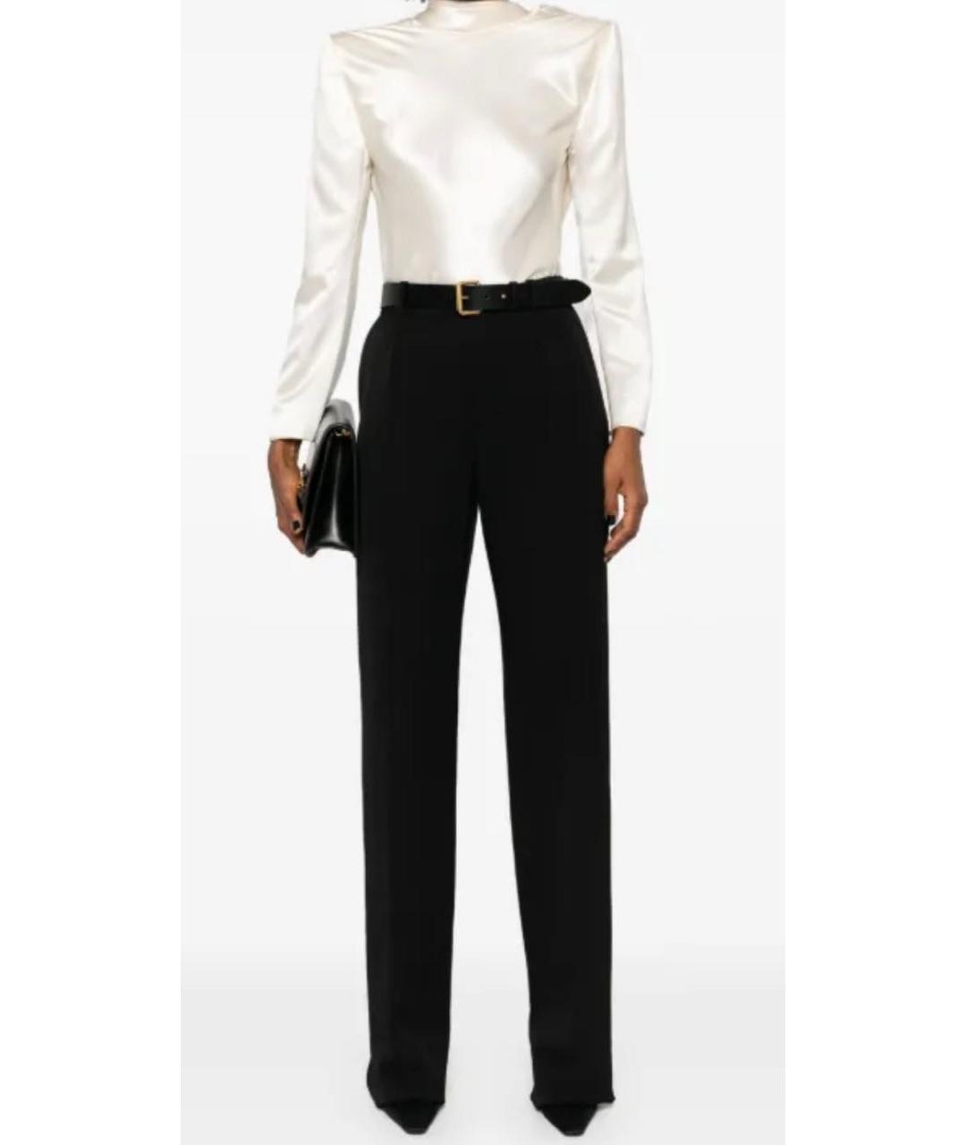 SAINT LAURENT Черные шерстяные прямые брюки, фото 7