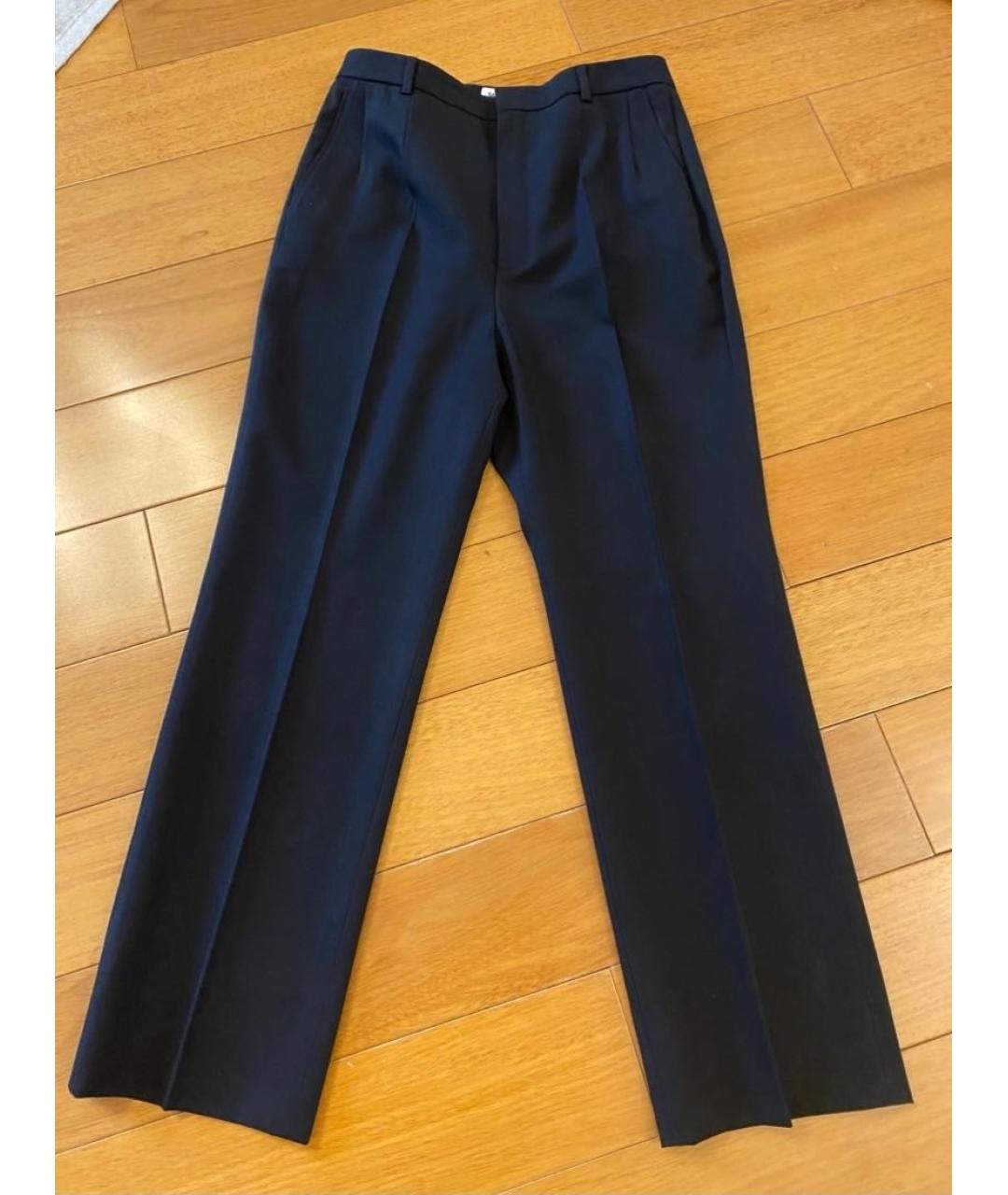 SAINT LAURENT Черные шерстяные прямые брюки, фото 2