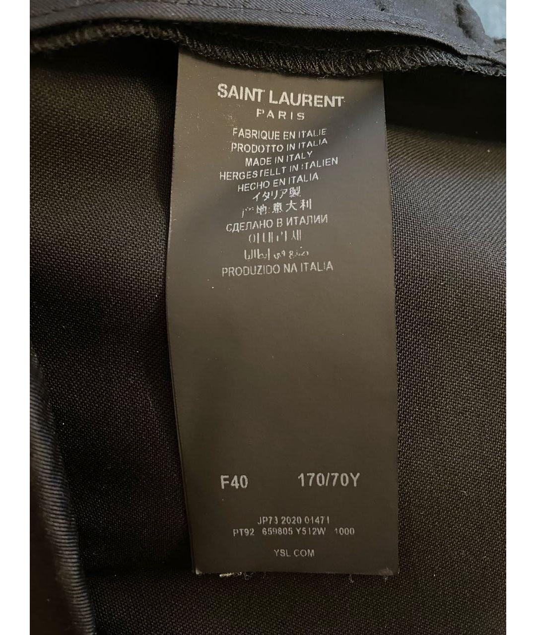 SAINT LAURENT Черные шерстяные прямые брюки, фото 5