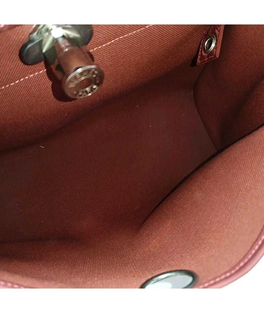 HERMES Бордовая кожаная сумка с короткими ручками, фото 5