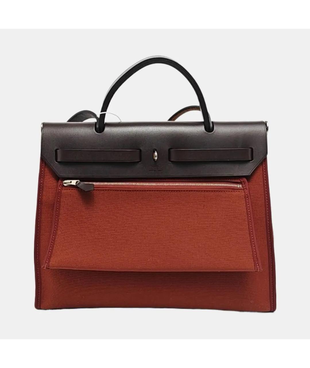 HERMES Бордовая кожаная сумка с короткими ручками, фото 4