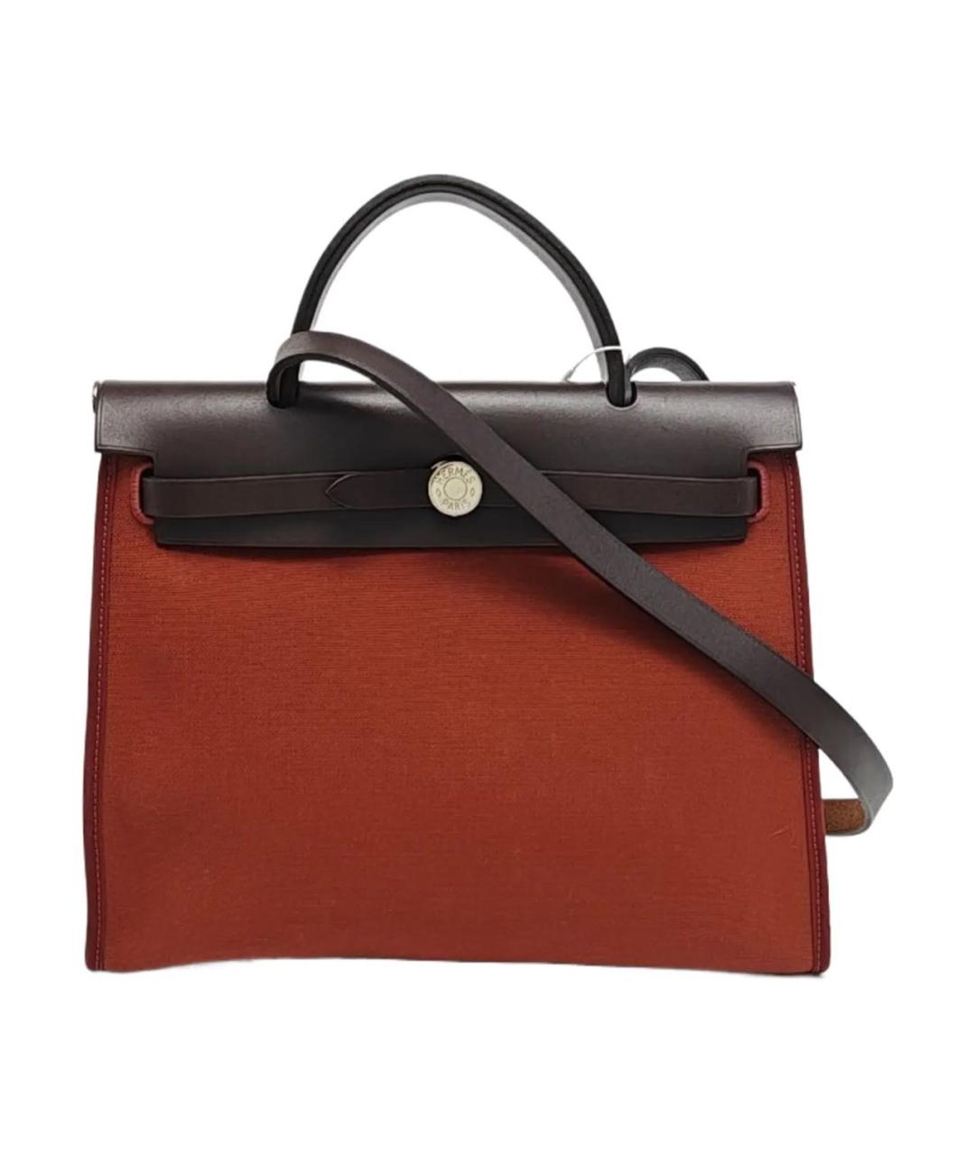HERMES Бордовая кожаная сумка с короткими ручками, фото 9