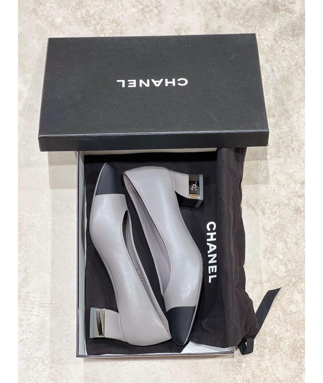CHANEL Серые кожаные туфли, фото 2