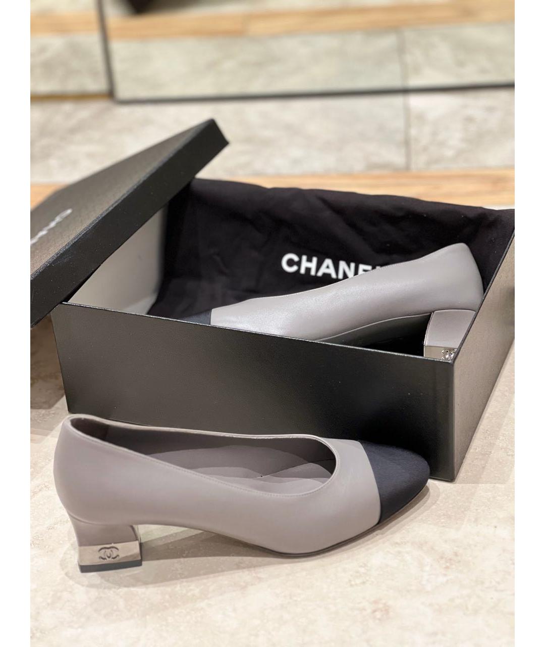 CHANEL Серые кожаные туфли, фото 5