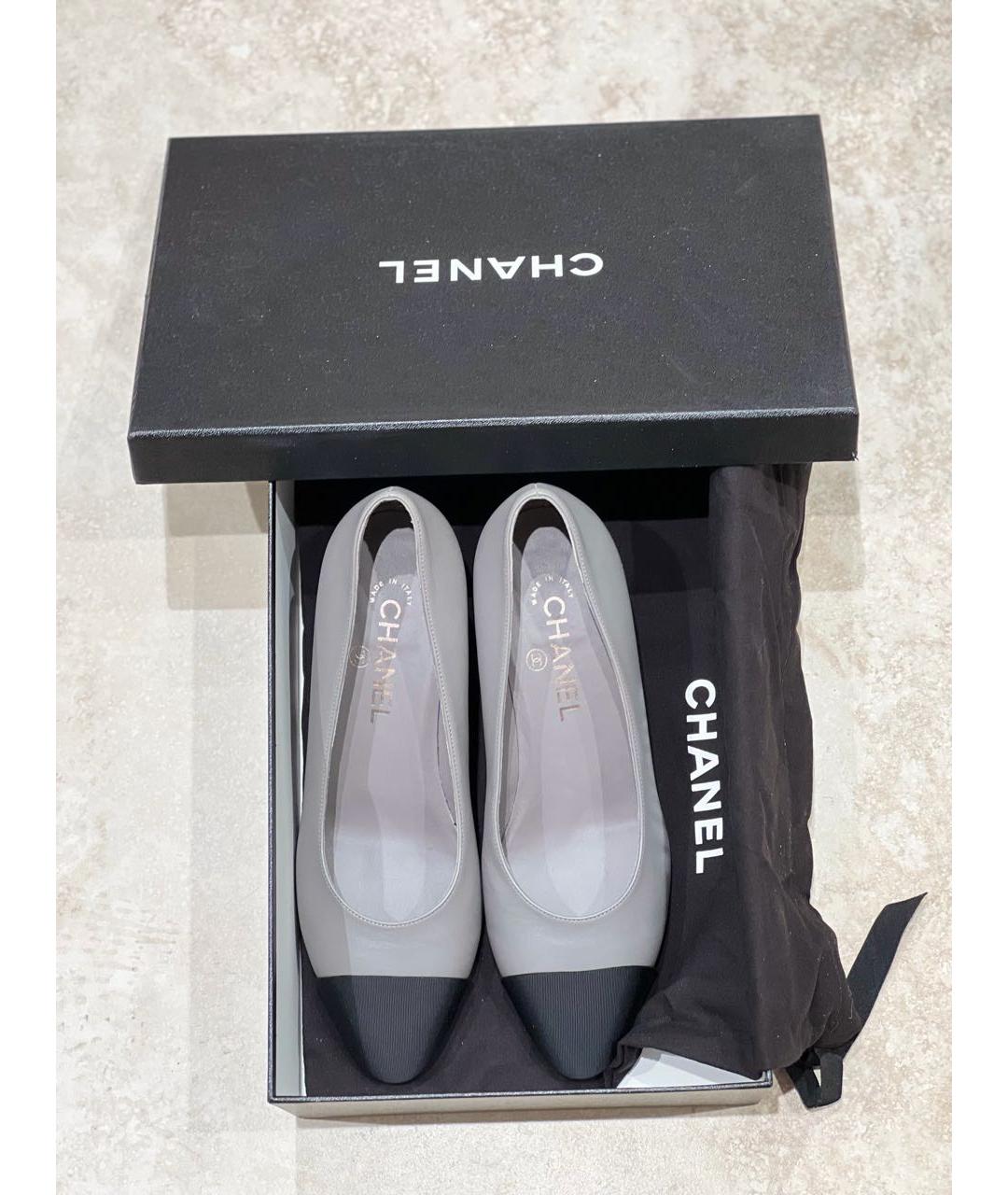 CHANEL Серые кожаные туфли, фото 3