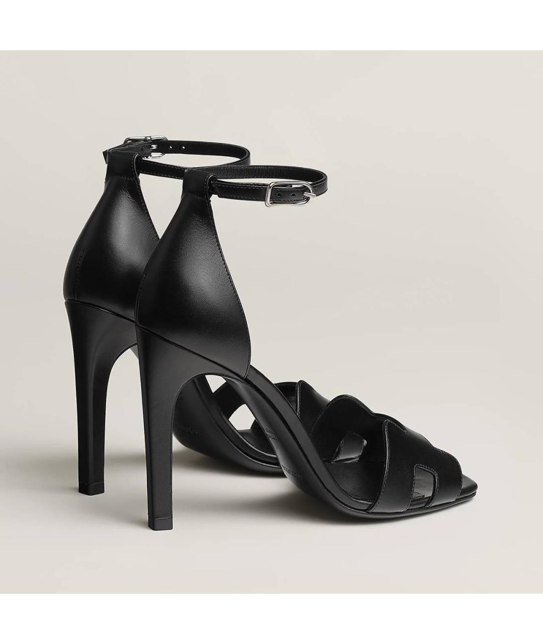 HERMES Черные кожаные босоножки, фото 3