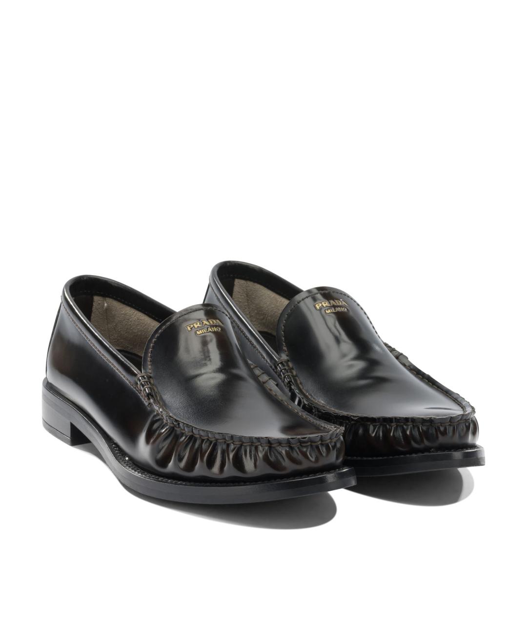 PRADA Черные кожаные мокасины, фото 2