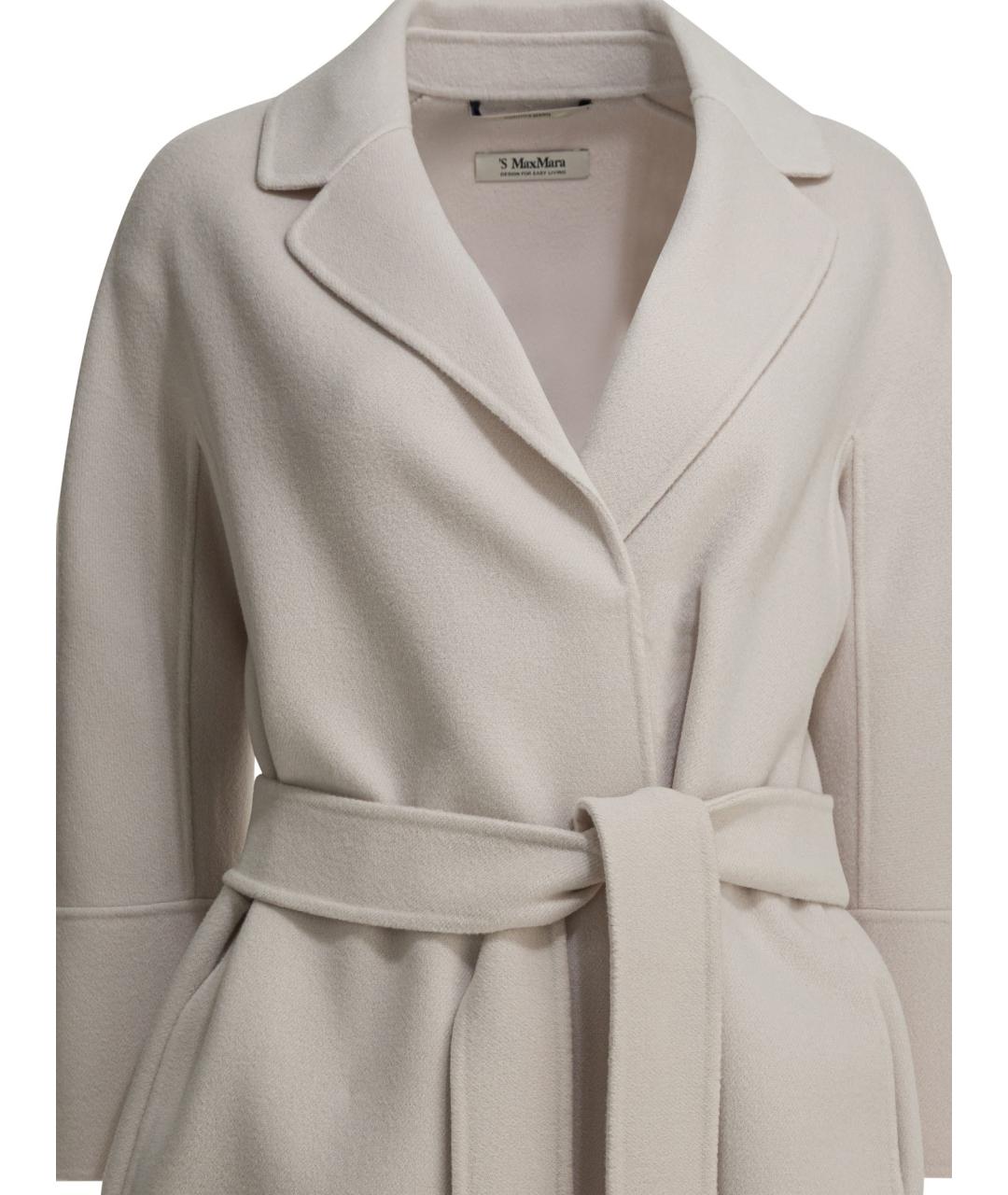 'S MAX MARA Белое шерстяное пальто, фото 3