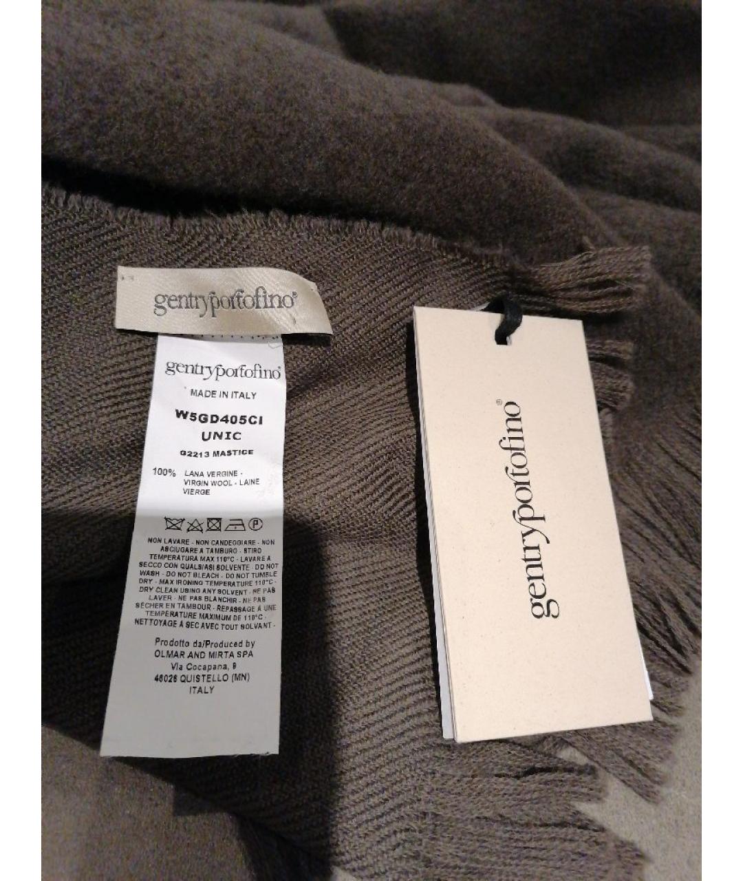 GENTRY PORTOFINO Коричневый шерстяной шарф, фото 3