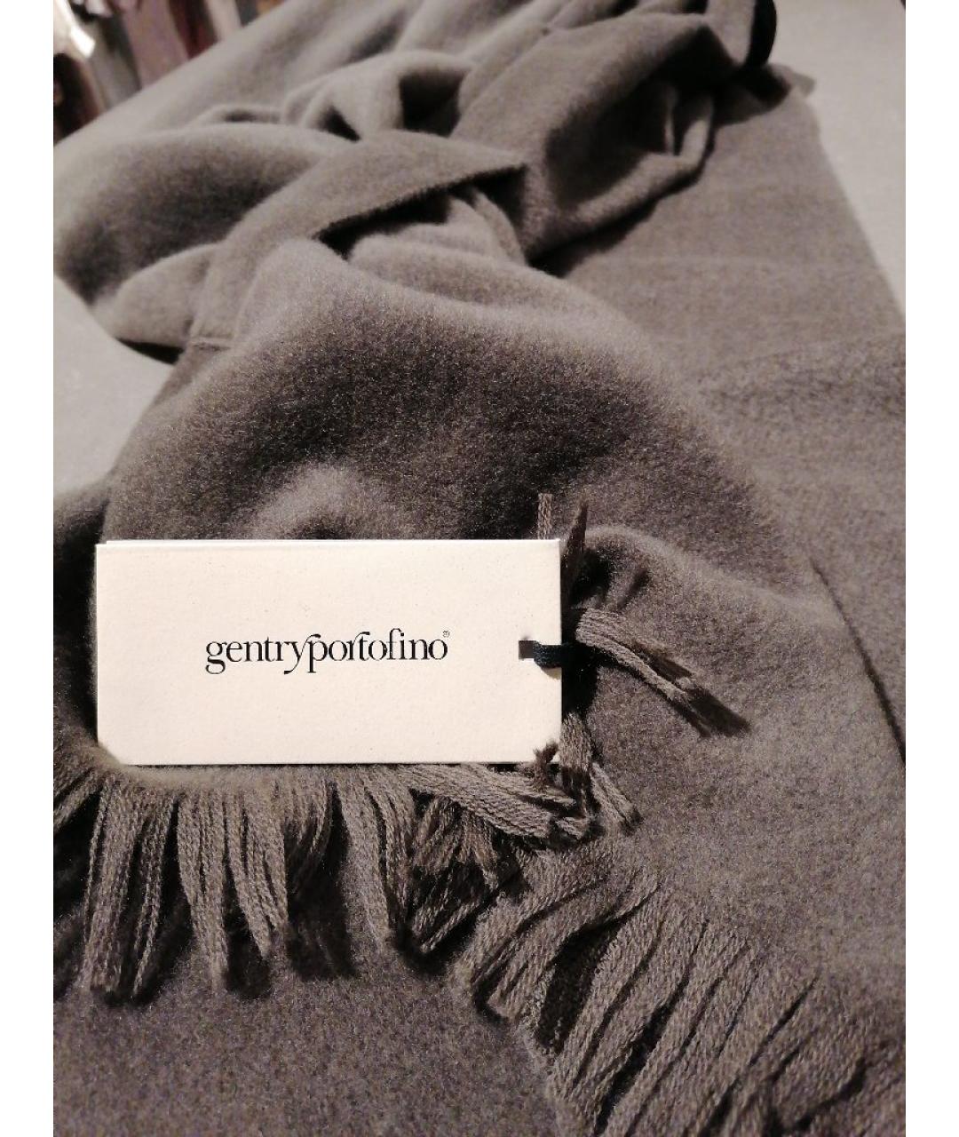 GENTRY PORTOFINO Коричневый шерстяной шарф, фото 2