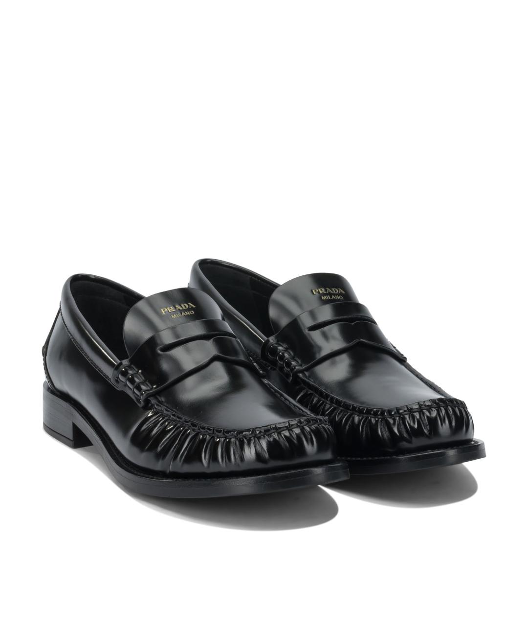 PRADA Черные кожаные мокасины, фото 2