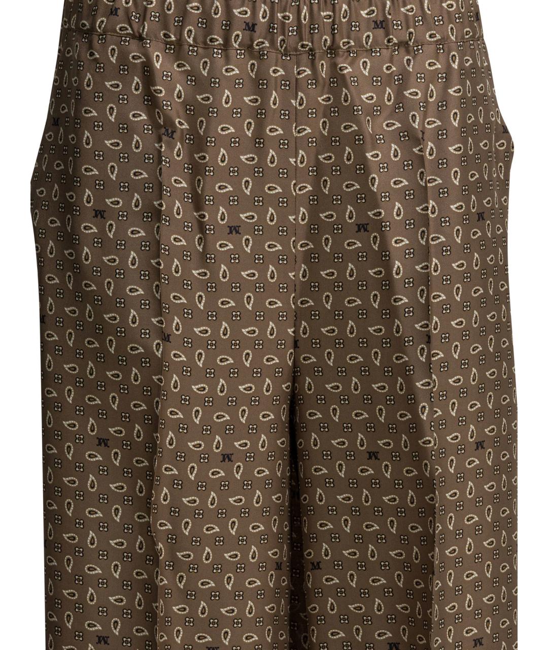 MAX MARA Коричневые шелковые прямые брюки, фото 3