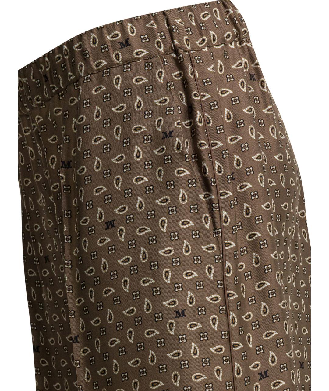 MAX MARA Коричневые шелковые прямые брюки, фото 4