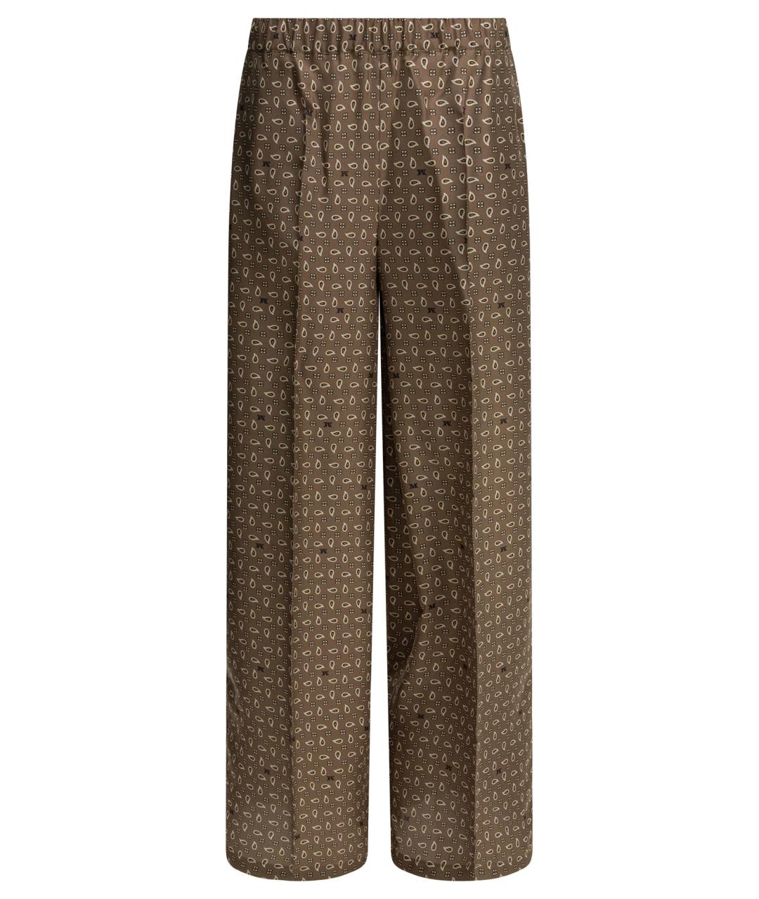 MAX MARA Коричневые шелковые прямые брюки, фото 1