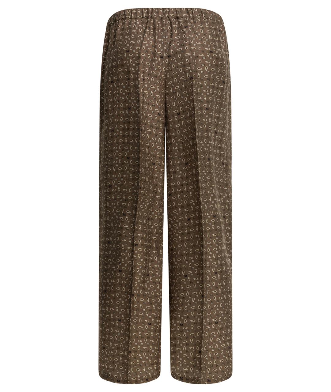 MAX MARA Коричневые шелковые прямые брюки, фото 2
