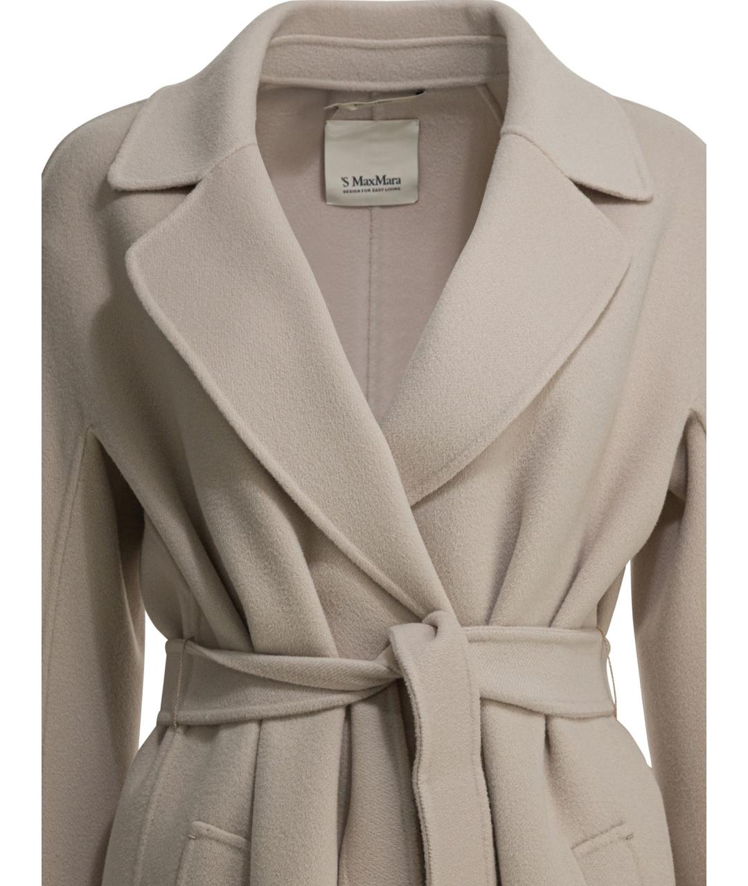 'S MAX MARA Бежевое шерстяное пальто, фото 3