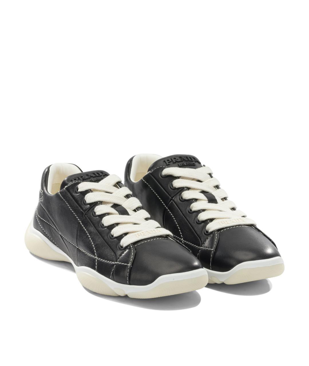 PRADA Черные кожаные кроссовки, фото 2