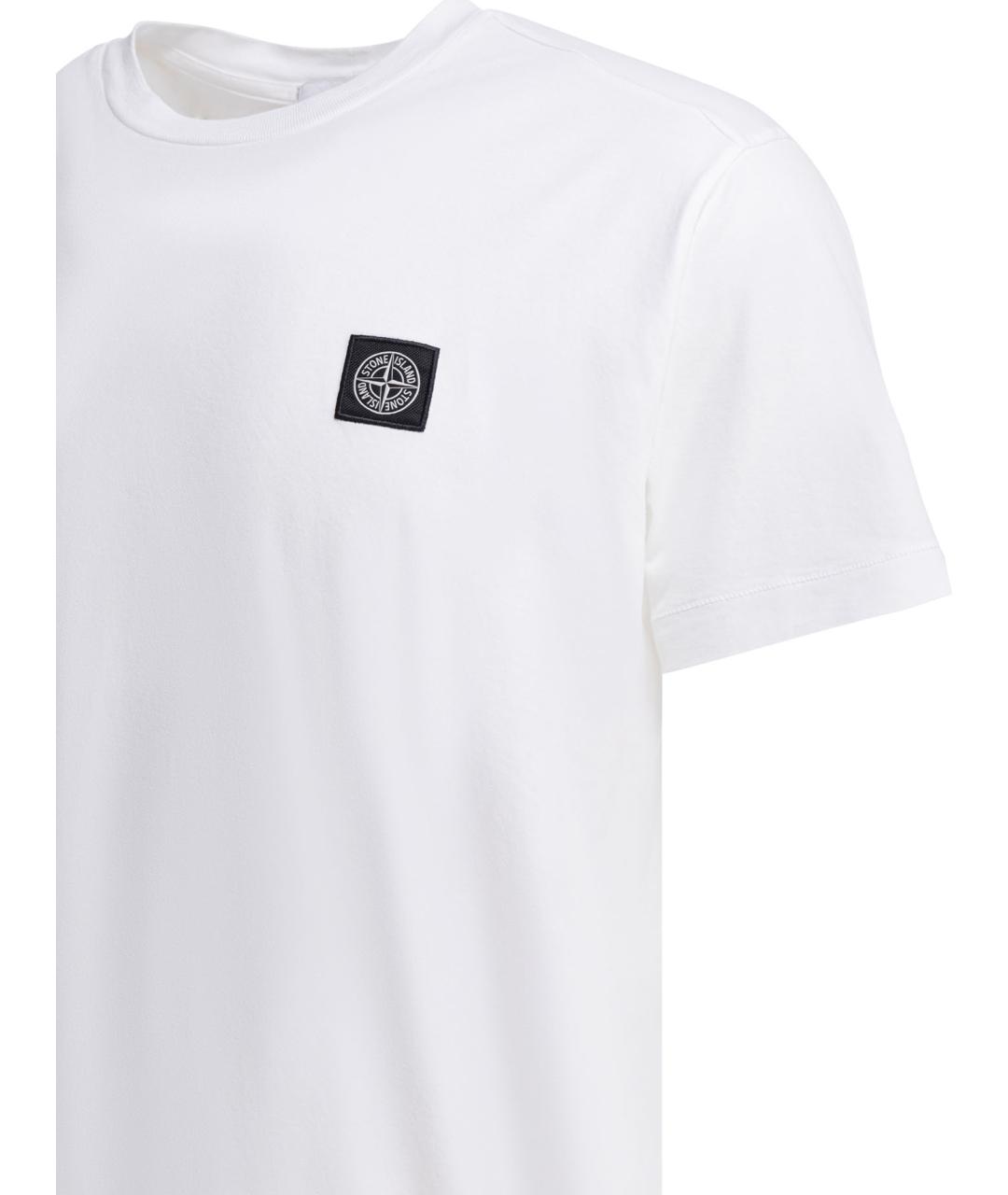 STONE ISLAND Белая хлопковая футболка, фото 4