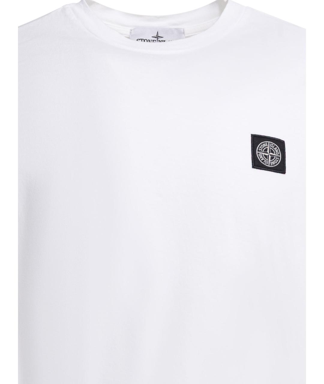STONE ISLAND Белая хлопковая футболка, фото 3