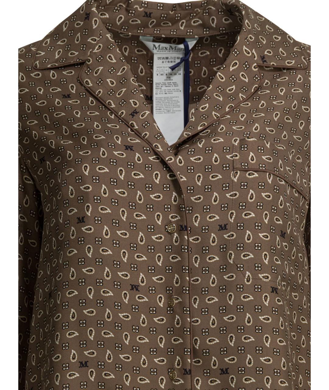MAX MARA Коричневая шелковая рубашка, фото 3