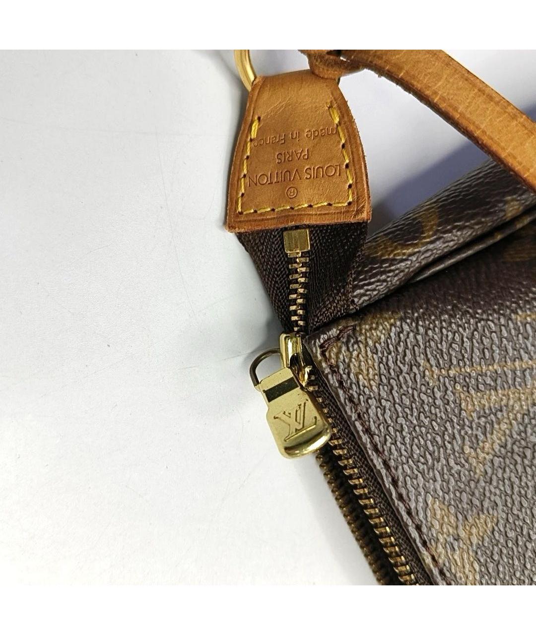 LOUIS VUITTON Коричневая кожаная сумка с короткими ручками, фото 7